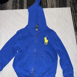 Polo by Ralph Lauren Kids Royal Blue Hoodie with Yellow Logo